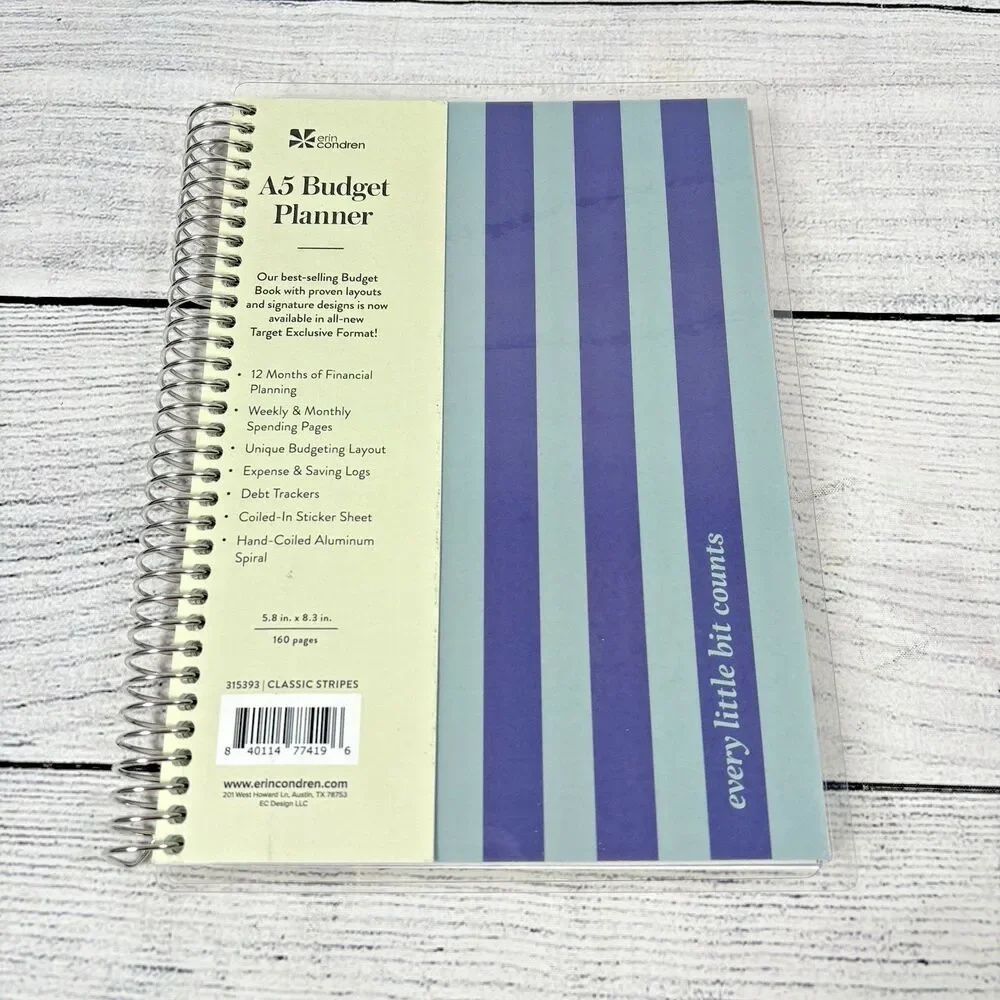 Erin Condren A5 UNDATED BUDGET PLANNER 8.3